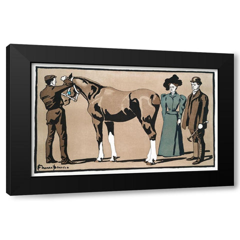 People and horse Black Modern Wood Framed Art Print by Penfield, Edward