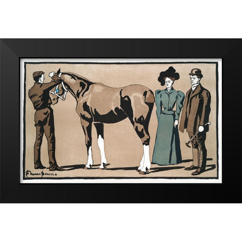 People and horse Black Modern Wood Framed Art Print by Penfield, Edward