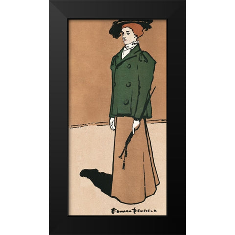 Female Equestrian Holding a Whip Black Modern Wood Framed Art Print by Penfield, Edward