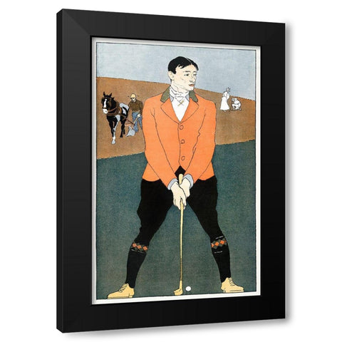 Golf Player 1898 Black Modern Wood Framed Art Print by Penfield, Edward