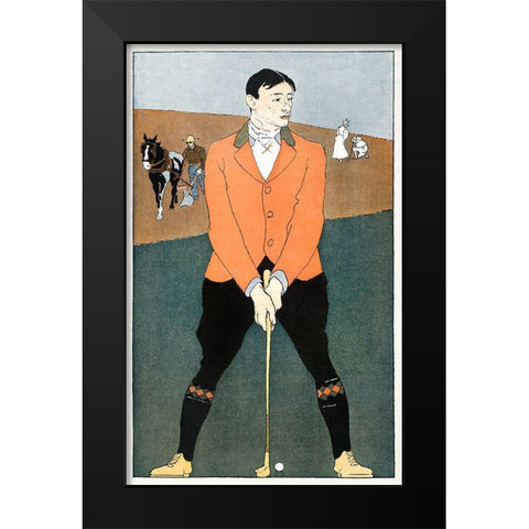 Golf Player 1898 Black Modern Wood Framed Art Print by Penfield, Edward