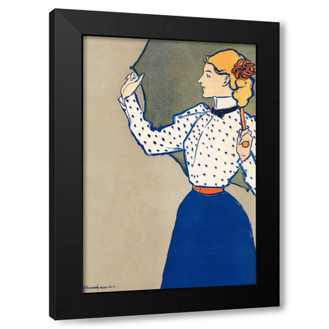 Woman Holding Open Umbrella 1897 Black Modern Wood Framed Art Print with Double Matting by Penfield, Edward