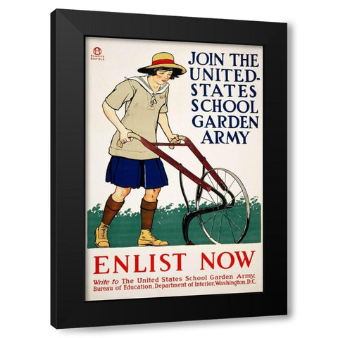 Join the United States School Garden Army Black Modern Wood Framed Art Print by Penfield, Edward
