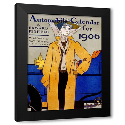 Automobile Calendar for 1906 Black Modern Wood Framed Art Print with Double Matting by Penfield, Edward