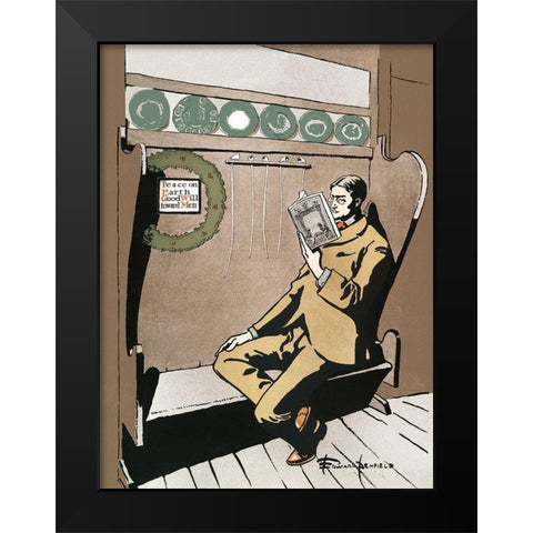 Vintage Christmas  Black Modern Wood Framed Art Print by Penfield, Edward