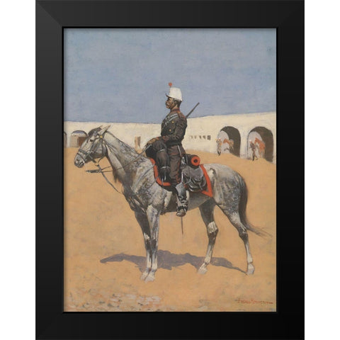 Cavalryman of the Line-Mexico Black Modern Wood Framed Art Print by Remington, Frederic