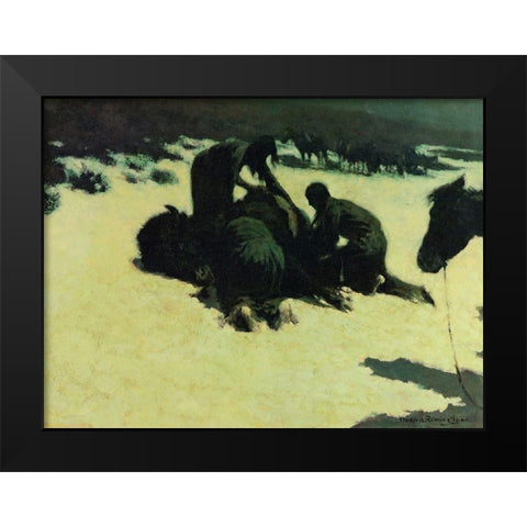 Hungry Moon Black Modern Wood Framed Art Print by Remington, Frederic