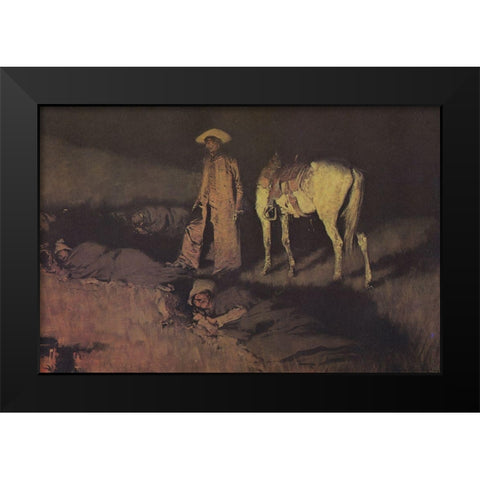 In From the Night Herd Black Modern Wood Framed Art Print by Remington, Frederic