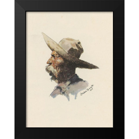 Old Man Black Modern Wood Framed Art Print by Remington, Frederic