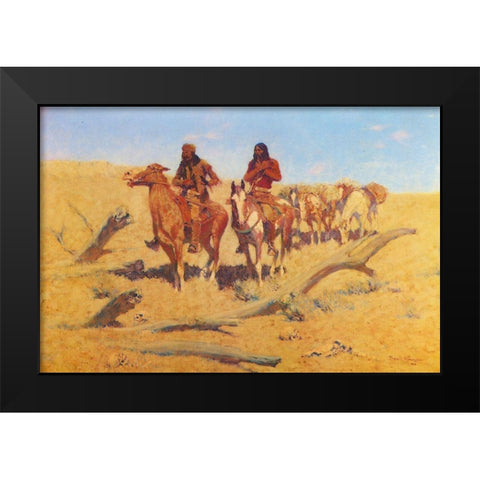 The Discovery Black Modern Wood Framed Art Print by Remington, Frederic