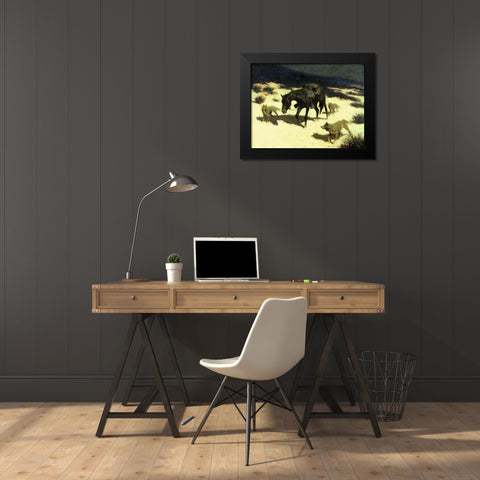 The Last March Black Modern Wood Framed Art Print by Remington, Frederic