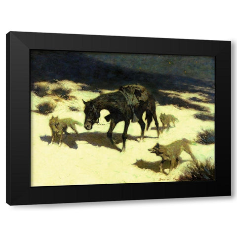 The Last March Black Modern Wood Framed Art Print with Double Matting by Remington, Frederic