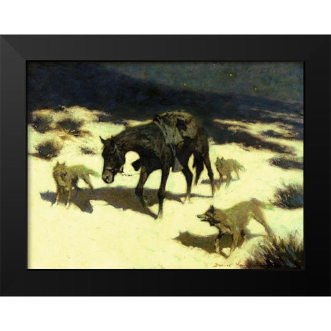 The Last March Black Modern Wood Framed Art Print by Remington, Frederic