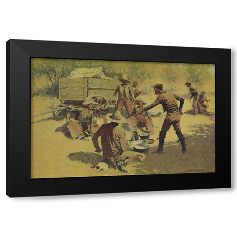 The Quarrel Black Modern Wood Framed Art Print with Double Matting by Remington, Frederic
