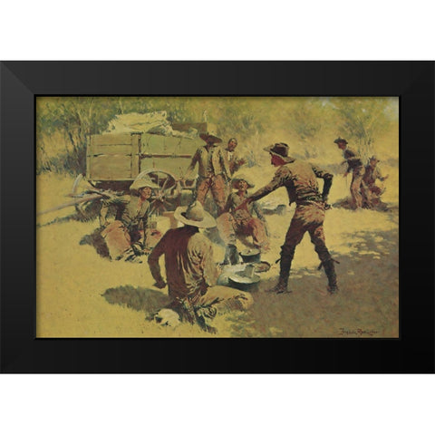 The Quarrel Black Modern Wood Framed Art Print by Remington, Frederic