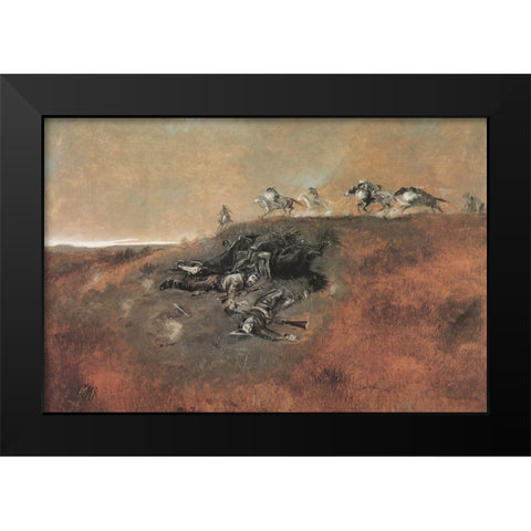 Close Quarters Black Modern Wood Framed Art Print by Russell, Charles Marion