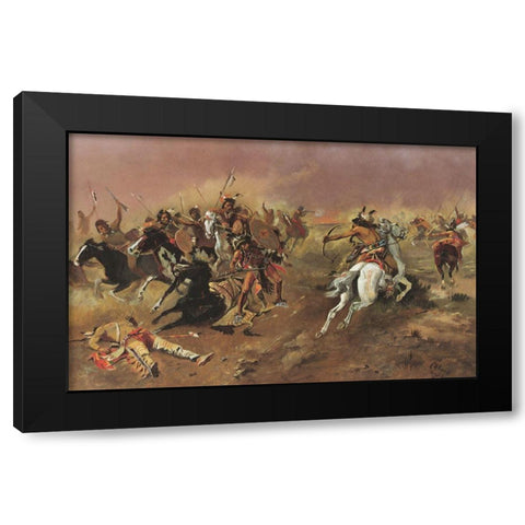 For Supremacy Black Modern Wood Framed Art Print with Double Matting by Russell, Charles Marion
