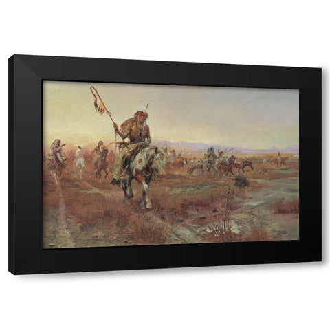 The Medicine Man Black Modern Wood Framed Art Print with Double Matting by Russell, Charles Marion