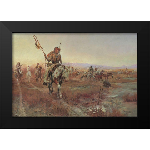 The Medicine Man Black Modern Wood Framed Art Print by Russell, Charles Marion