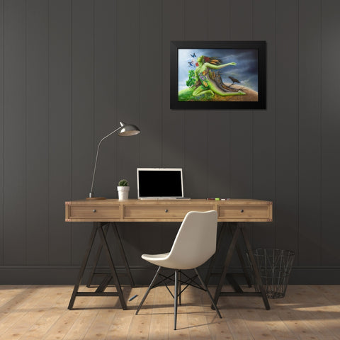 Mother Earth Flight For Restoration Black Modern Wood Framed Art Print by Ferraro