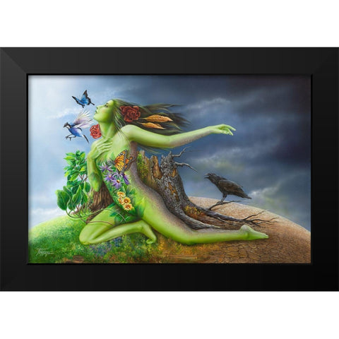 Mother Earth Flight For Restoration Black Modern Wood Framed Art Print by Ferraro