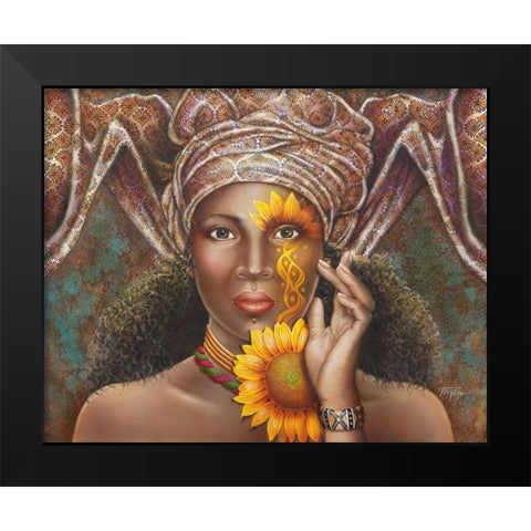 Sun Kissed Black Modern Wood Framed Art Print by Ferraro