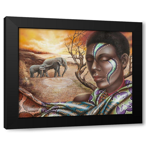 Tears of Africa Black Modern Wood Framed Art Print by Ferraro