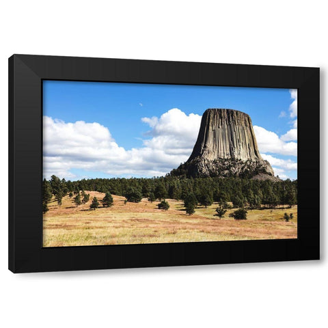 Americas first declared national monument-Devils Tower-Wyoming Black Modern Wood Framed Art Print by Highsmith, Carol