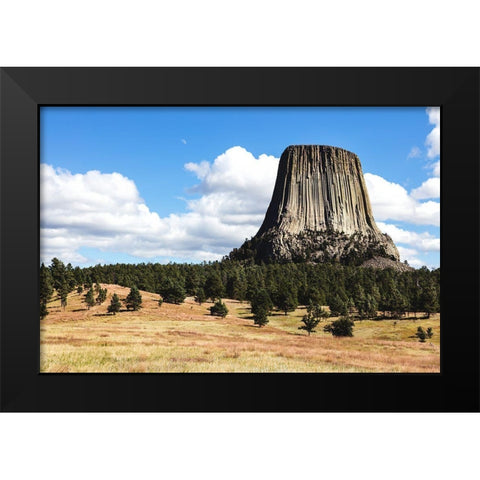 Americas first declared national monument-Devils Tower-Wyoming Black Modern Wood Framed Art Print by Highsmith, Carol
