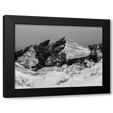 The Maroon Bells-Rocky Mountains-Aspen-Colorado-Black And White Black Modern Wood Framed Art Print with Double Matting by Highsmith, Carol