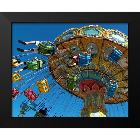 Swing ride in Santa Cruz-California Black Modern Wood Framed Art Print by Highsmith, Carol