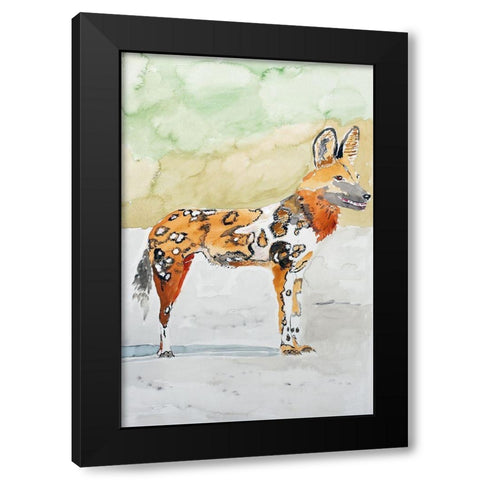 African Wild Dog Black Modern Wood Framed Art Print by Derr, Wynn