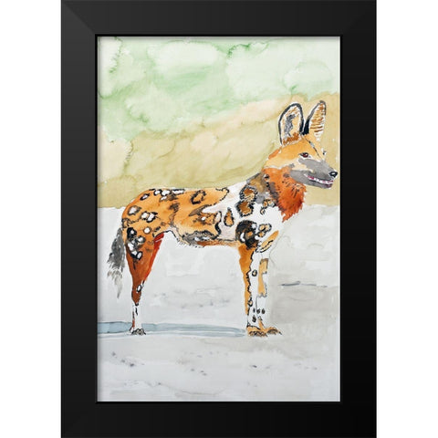 African Wild Dog Black Modern Wood Framed Art Print by Derr, Wynn