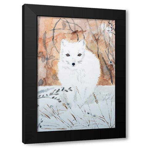 Arctic Fox Black Modern Wood Framed Art Print with Double Matting by Derr, Wynn