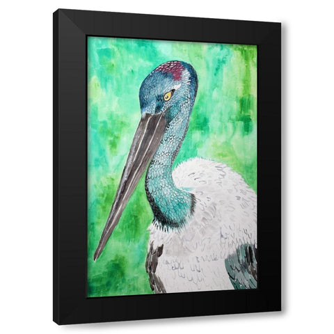Black Necked Stork Black Modern Wood Framed Art Print by Derr, Wynn