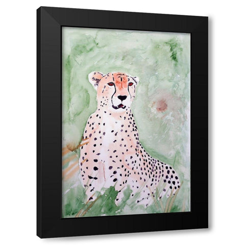 Cheetah Black Modern Wood Framed Art Print with Double Matting by Derr, Wynn