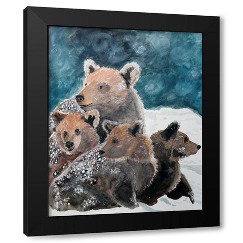 Frosty Bear Family Black Modern Wood Framed Art Print with Double Matting by Derr, Wynn