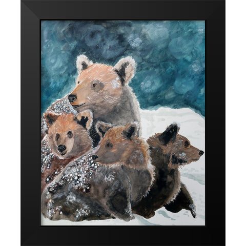 Frosty Bear Family Black Modern Wood Framed Art Print by Derr, Wynn