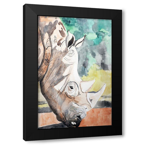 Javan Rhino Black Modern Wood Framed Art Print with Double Matting by Derr, Wynn