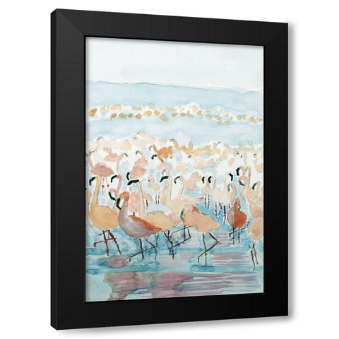 Lesser Flamingos Black Modern Wood Framed Art Print with Double Matting by Derr, Wynn