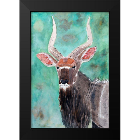 Nyala Bull Black Modern Wood Framed Art Print by Derr, Wynn
