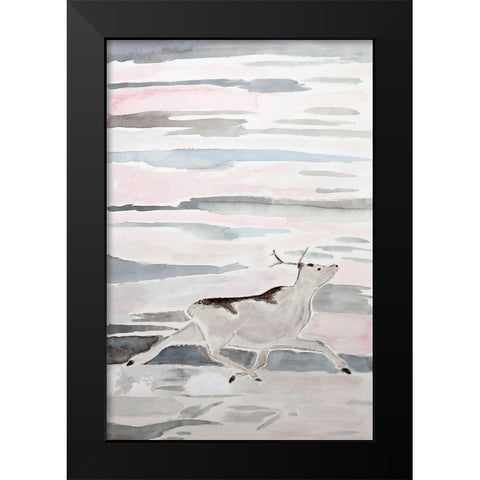 Peary Caribou Black Modern Wood Framed Art Print by Derr, Wynn