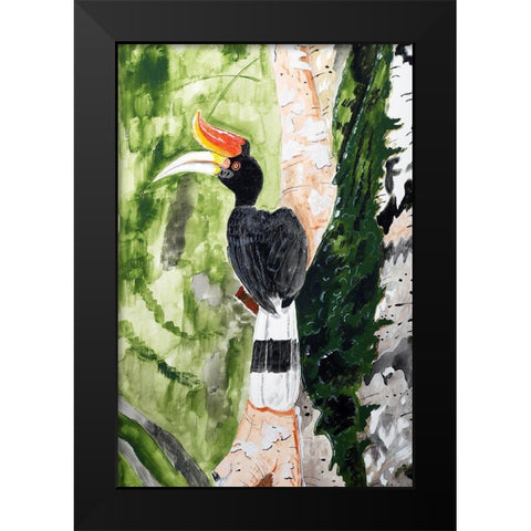 Rhinoceros Hornbill Black Modern Wood Framed Art Print by Derr, Wynn