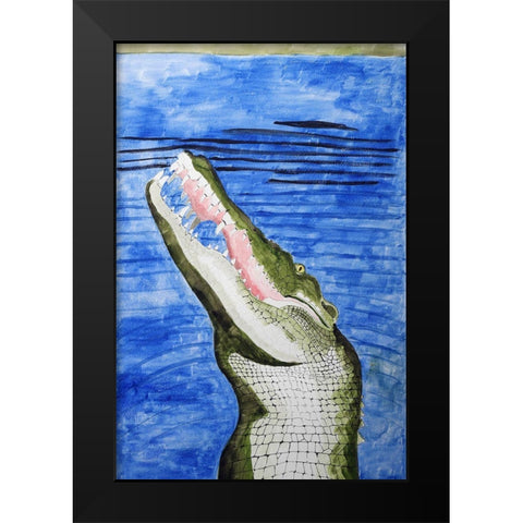 Saltwater Crocodile Black Modern Wood Framed Art Print by Derr, Wynn