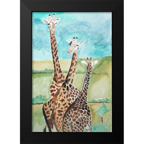 Southern Giraffes Black Modern Wood Framed Art Print by Derr, Wynn