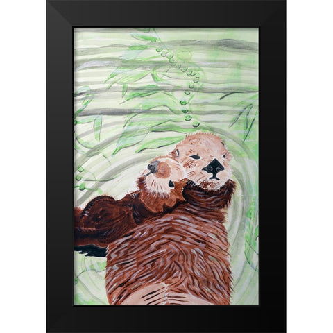 Southern Sea Otter Duo Black Modern Wood Framed Art Print by Derr, Wynn