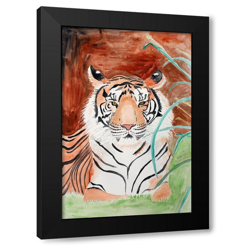 Sumatran Tiger Black Modern Wood Framed Art Print by Derr, Wynn