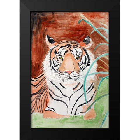 Sumatran Tiger Black Modern Wood Framed Art Print by Derr, Wynn