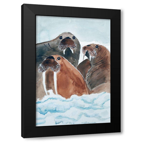 Walrus Trio Black Modern Wood Framed Art Print by Derr, Wynn