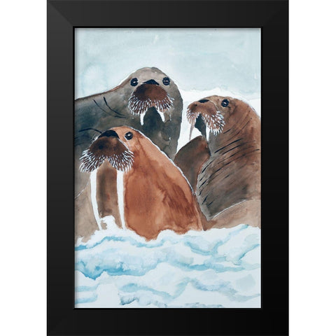 Walrus Trio Black Modern Wood Framed Art Print by Derr, Wynn
